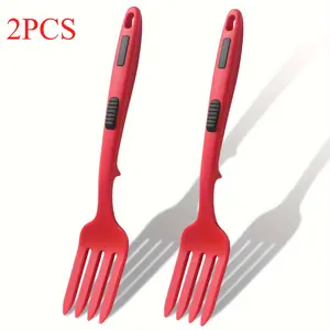 2-Piece Flexible Silicone Fork – Heat-Resistant, Non-Stick Safe – Ideal for Mixing, Mashing, Whisking, and Baking