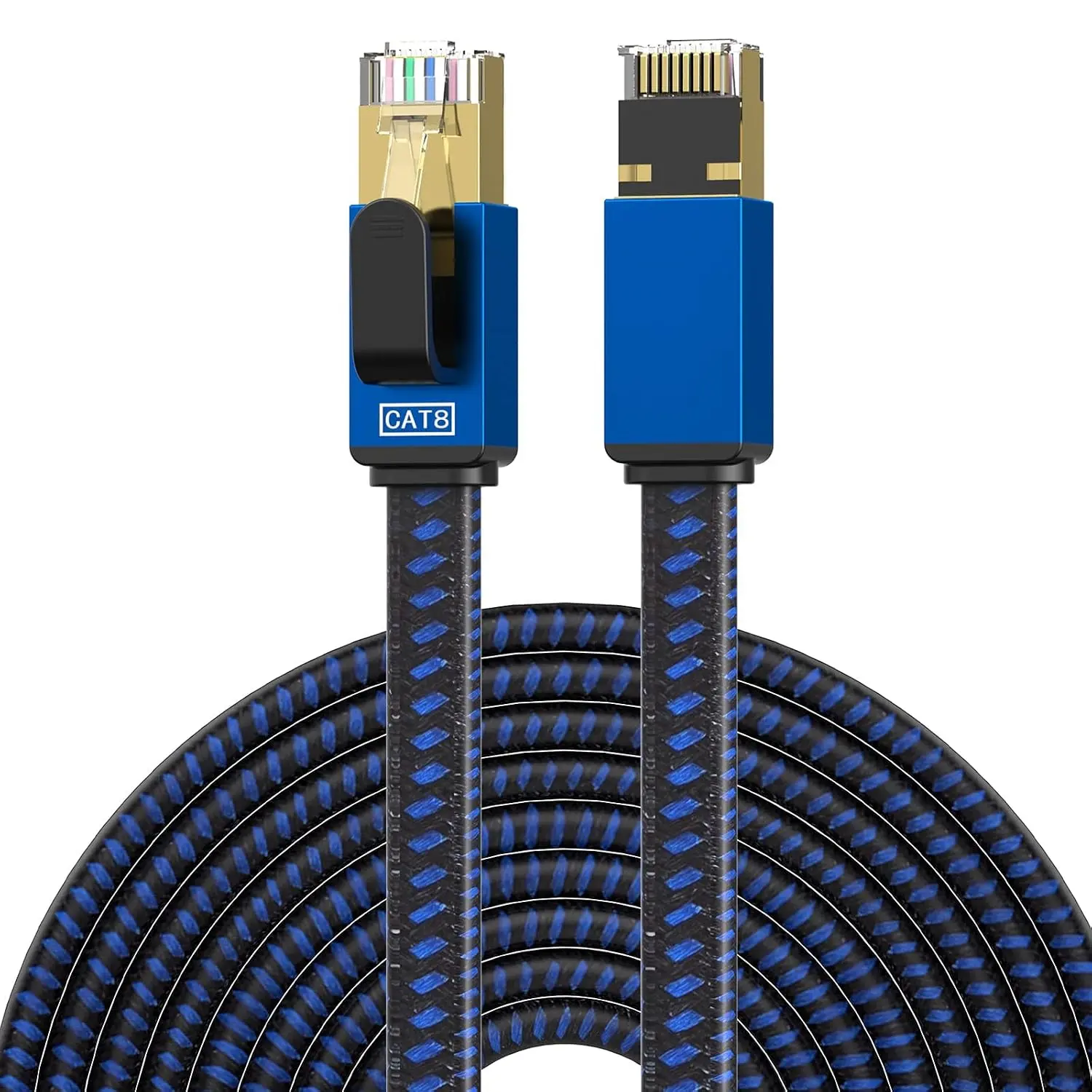 8 Ethernet  5 FT High Speed Internet  Nylon Braided Network  RJ45 Connectors SSTP Shielded Flat LAN  Cat8 ethernet Cables 5feet for PC