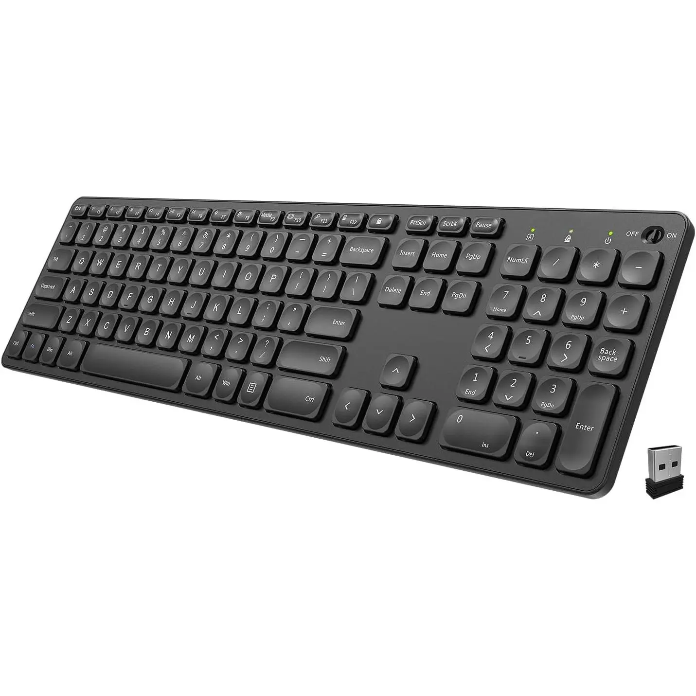2.4G  Keyboard Ultra Slim Full Size Keyboard with Numeric Keypad and Media Hotkey for /Desktop/PC/Laptop/Surface/ TV and Windows 10/8/ 7 -in Rechargeable