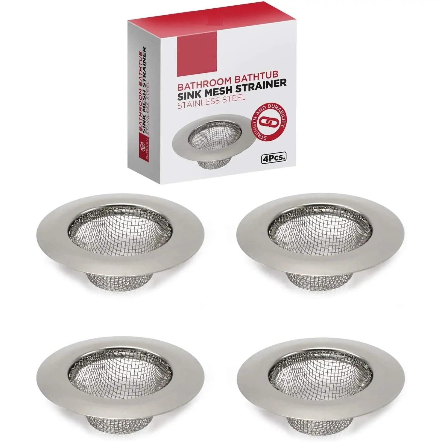 4 count Bathroom Bathtub Sink Mesh Strainer Stainless Steel (Pack of 4)