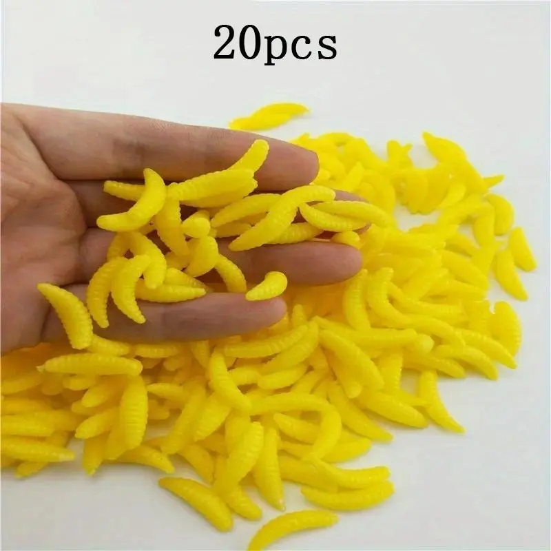 20pcs Bait earthworm soft worm fishing bait artificial bread flavor worm gear winter glow accessories Artificial Lures