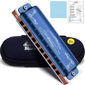Diatonic Harmonica Key of , 10 Holes 20  008K Diatonic Mouth Organ Harmonica with Blue Case, Standard Harmonica For Adults, Professionals and Students