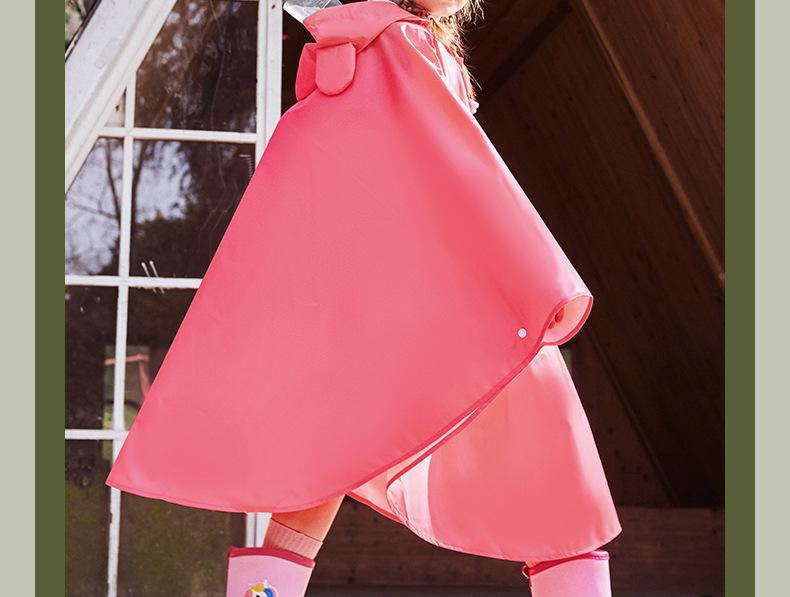 Cute Thicken Kids Cartoon Raincoat Ponchos Toddler Rain Jacket Children Rainwear with Large Brim Windproof Students Rain Suit