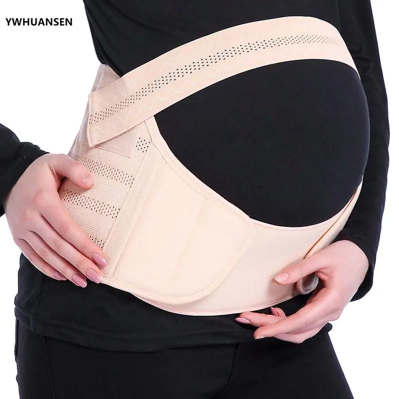 Women's Mid-Waist 3-in-1 Maternity Abdomen Support Belt - Sizes M/XXL, 70-100cm/100-130cm, Adjustable 80% Polyester Blend Shapewear Girdle with Drawstring Elastic Cord for Pregnancy Recovery