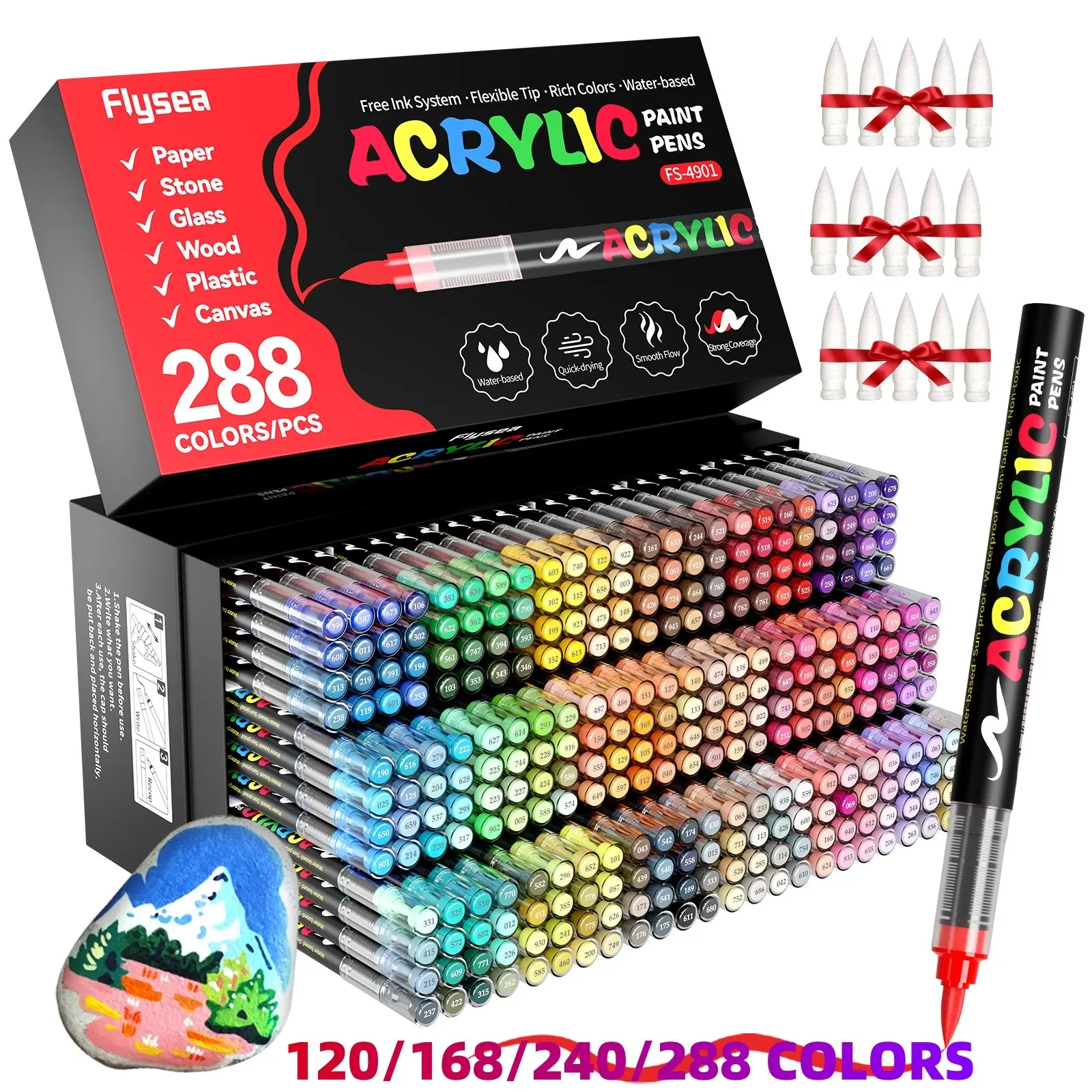 120/168/240/288 Color Acrylic Marker Pens, Smooth Ink Flow, Layerable Colors, Strong Coverage, Ideal for DIY Art, Paper, Stone, Glass, Wood, Plastic, Canvas