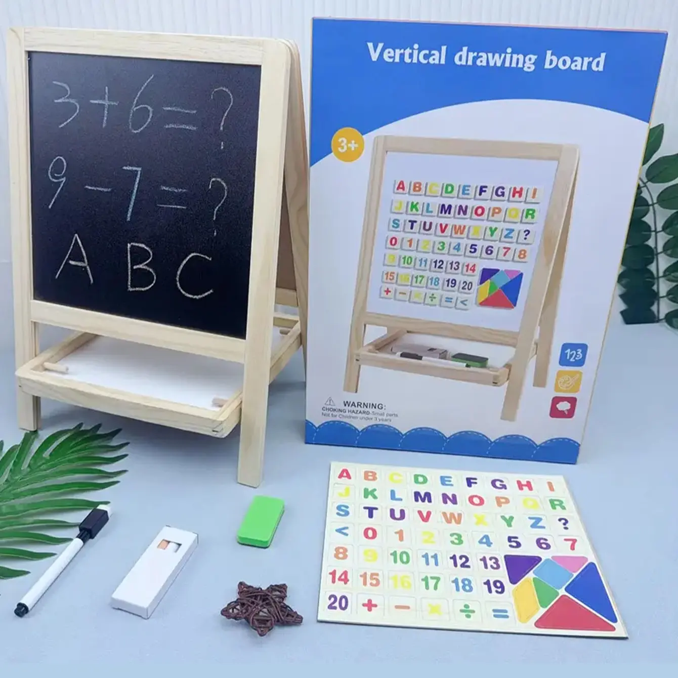 Magnetic Drawing Board, Double-Sided Chalkboard and Whiteboard, for Writing, Doodling, Sketching, and Art, Early Education Learning Toy, Wooden Magnetic Board, Ideal for teaching, drawing, and writing, available in multiple sizes