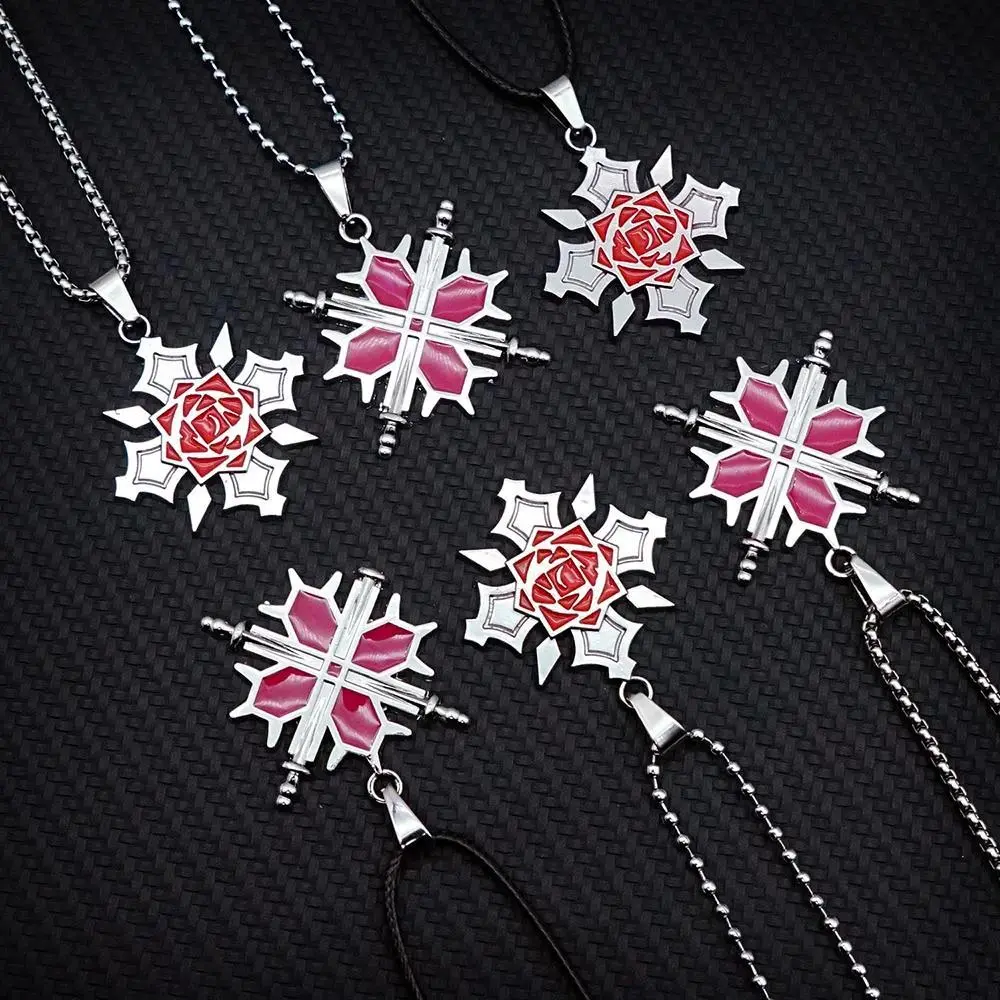 Vampire Knight Necklace for Women Men Rose Metal Necklaces Anime Jewelry Pendant Chains Choker Collares Charm