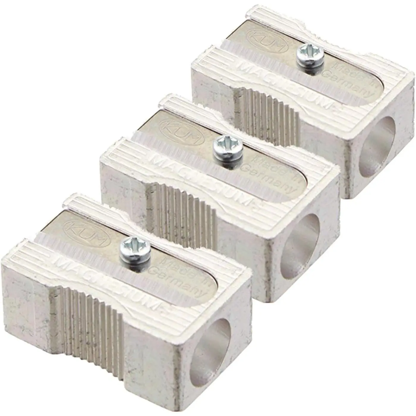 3 PACK:  104.03.01 Magnesium Alloy Metal 1-Hole Steel  Rectangular Pencil Sharpeners