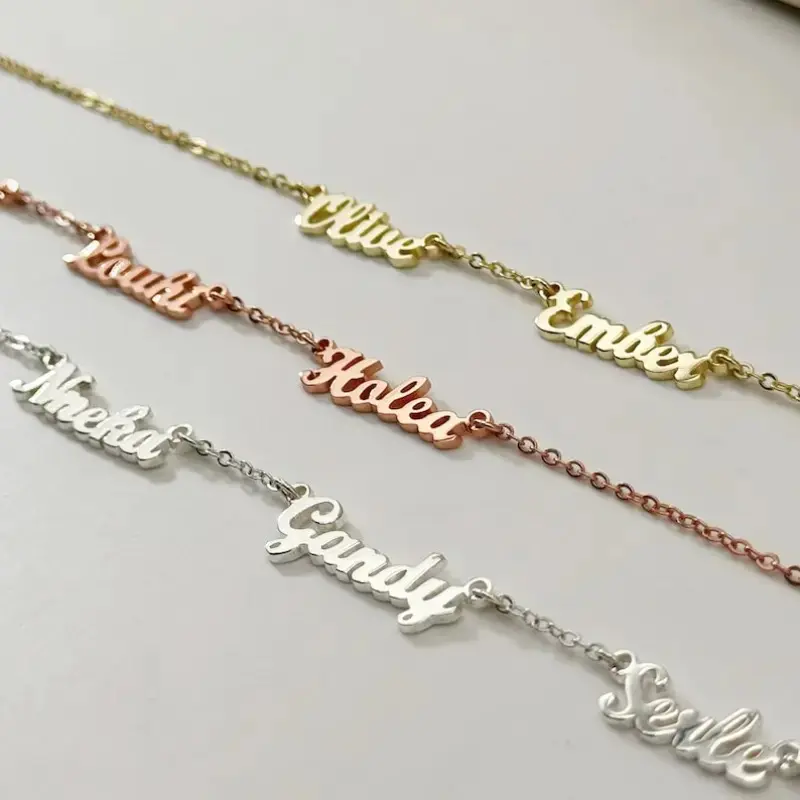 AS074 Multiple Name Necklace Gift For Her Two Name Friendship Family Grandma Christmas Mother's Day Gift