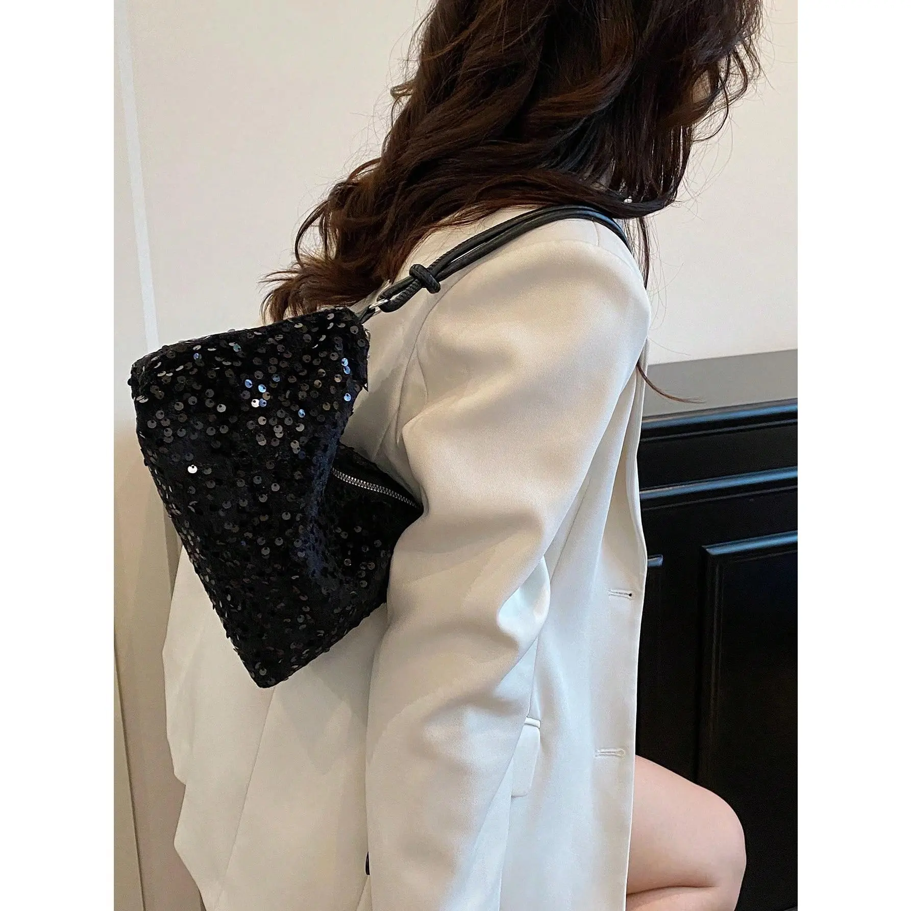 Sparkly Sequin Crossbody Purse Evening Clutch Handbag Bag Knot Zipper Y2k Purse Bag