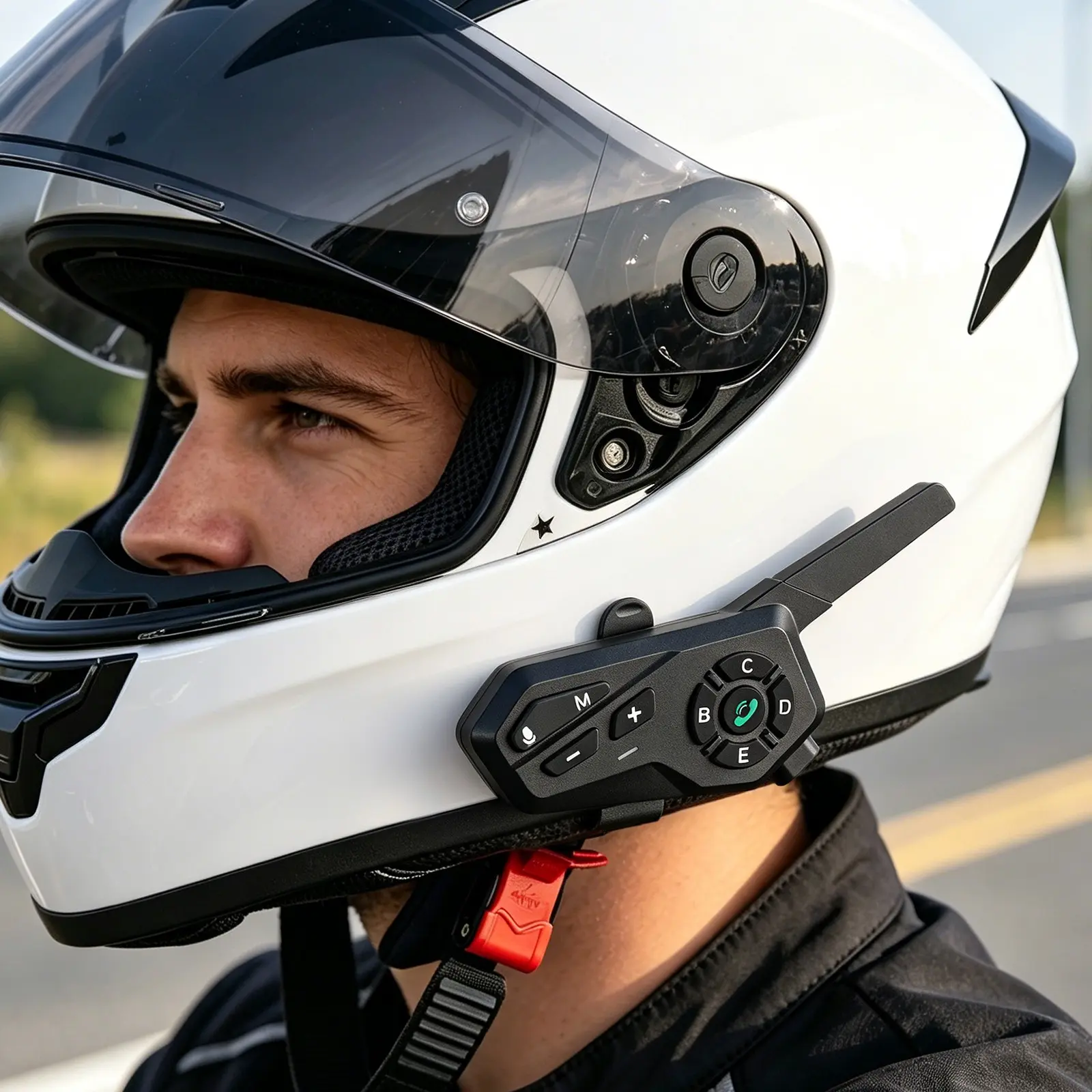 Helmet Bluetooth Intercom Headset, Motorcycle Accessory, Connects Up to 6 Devices, 4500m Range, Bluetooth-compatible V5.2, Ipx7 Waterproof, 1000mah Battery, 33h Music Playtime