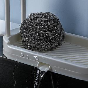 Hanging Hollow Polypropylene (PP) U-Shape Sponge Holder - Compact Wipe-Clean Plastic Kitchen Sink Organizer Rack Tray Stand with Ventilated, Full Open, Raised Bottom Fast Smooth Drainage for Dishcloth, Brush Storage (Grey)