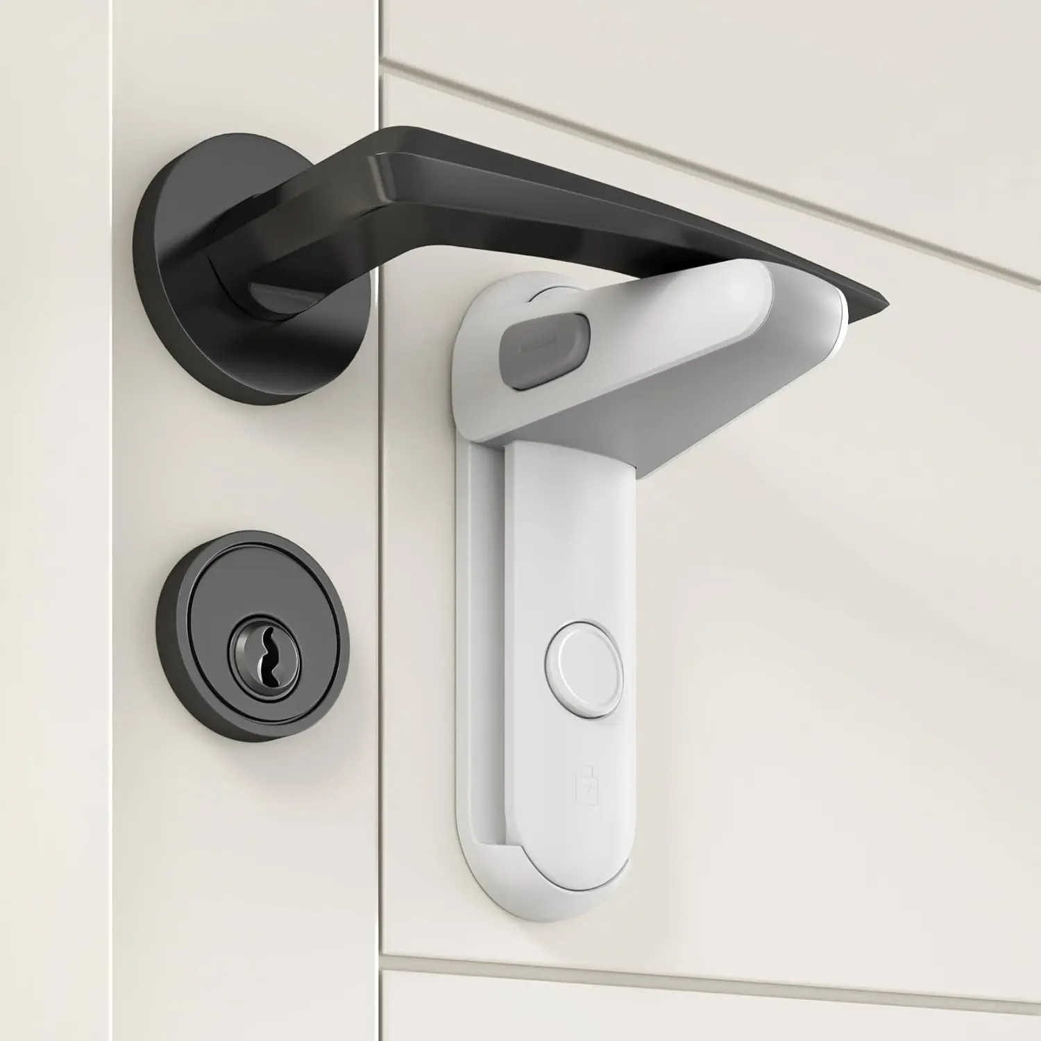 Childpro Door Lever Lock,  Proing Door Handle Lever, Door Handle  Pro,  Door Locks,  Adhesive no Tools Need or Drill (White, 2 Pack)
