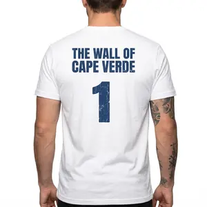 Football Fan Meme T-Shirt - 2 Styles Classic Streetwear Outfits, Hand of Voz/The Wall of Cape Verde Back Print, Vintage Distressed Casual Short Sleeve Graphic Top with Quality Fabric for Soccer Lovers, Menswear Party Accessory