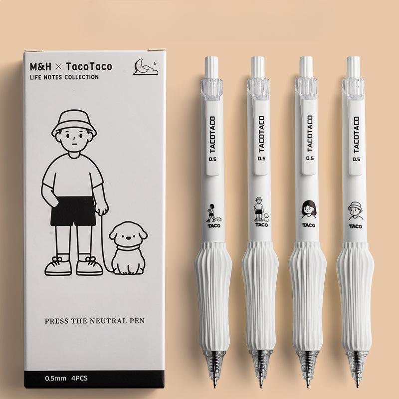 Cute Animal Design Retractable Gel Pen, 4 Counts 0.5mm Fine Point Quick-dry Ink Pen, Smooth Writing Pen for Journaling, Office Gifts