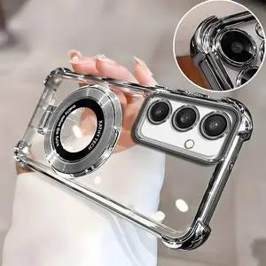 Compatible with S24 | Premium Clear Electroplated Phone Case with Ring Holder, 4-Corner Shockproof & Full Camera Protection HNL0155