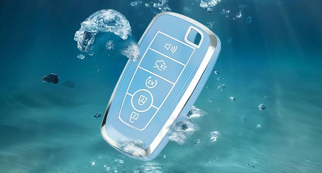 Key Fob Cover for Ford Explorer Maverick Mustang Fusion Escape Edge F150 F250 F350, Premium TPU Key Fob Protector with Leather Keychain & Screwdriver, Slim Fit 5-Button Remote Case, Blue