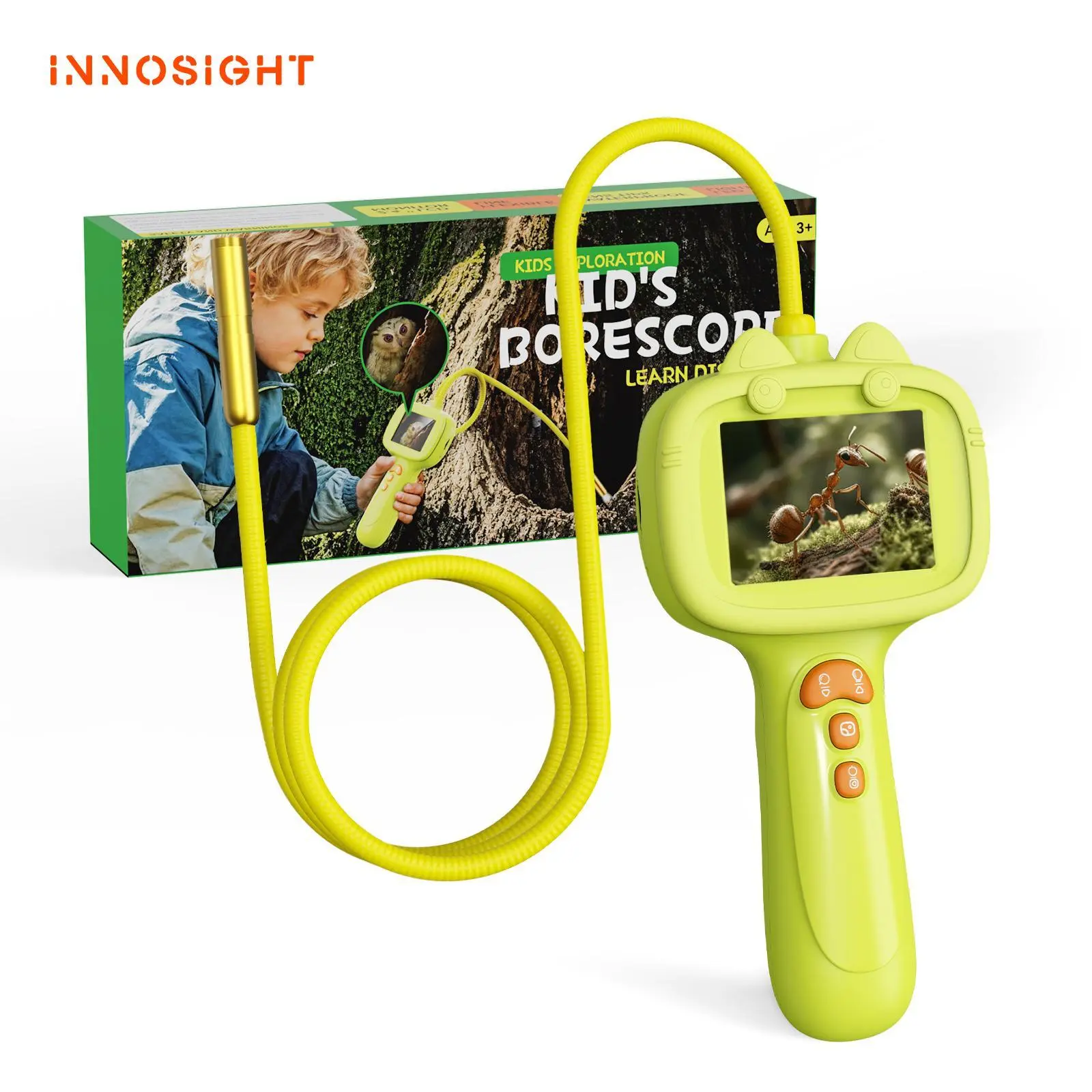 [2026 Upgrade] Portable Kids Snake Borescope Endoscope Camera, Waterproof 2.4" HD Screen Rechargeable Photo Video STEM Toy, Indoor Outdoor Nature Exploration Gift For Boys Girls Ages 3-10