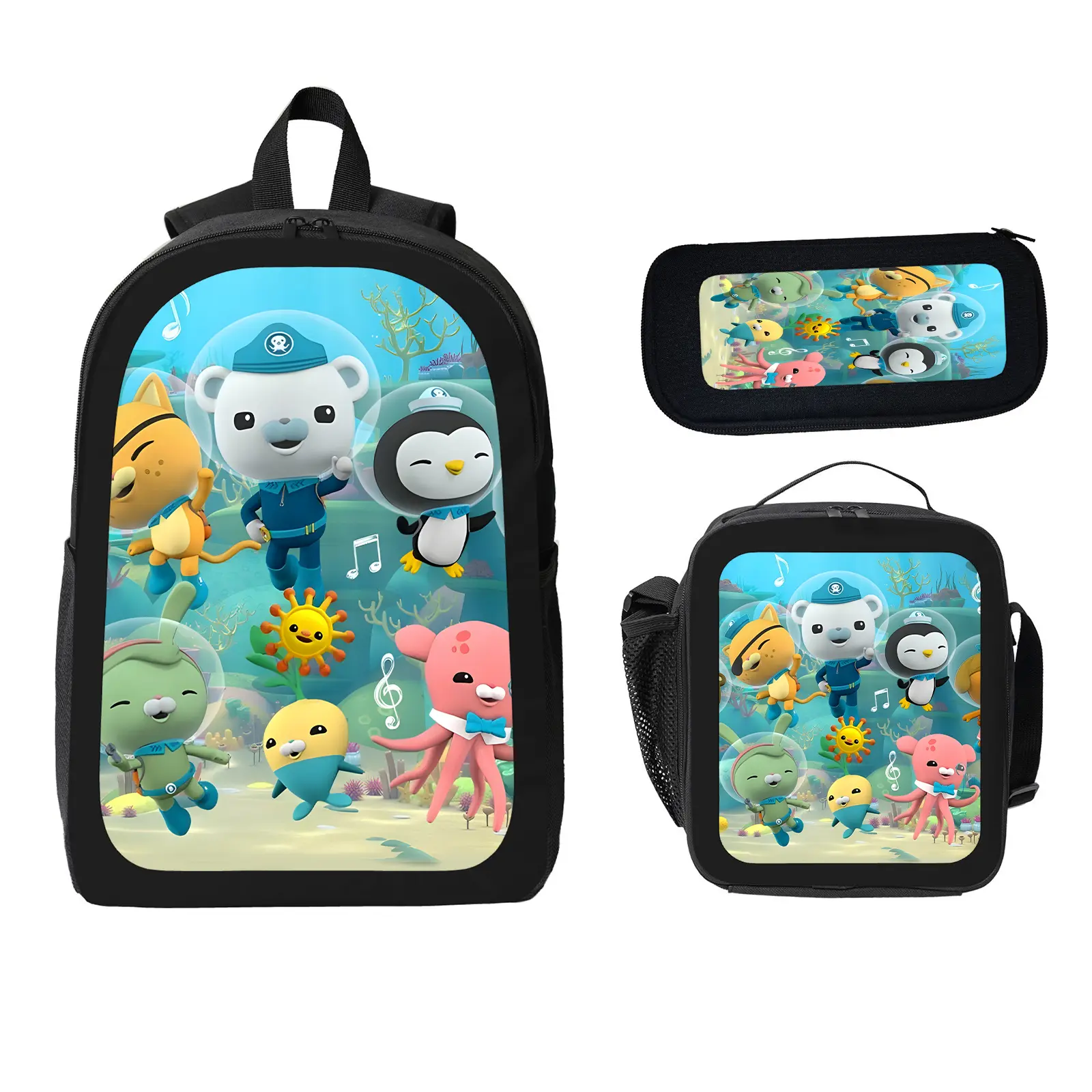 Octonauts Unisex 3-Piece School Backpack Set for Kids, All Seasons Large Space Water Resistant Bookbag with Insulated Lunch Bag & Pencil Case, Elementary-Middle School Travel Daypack (b-52)