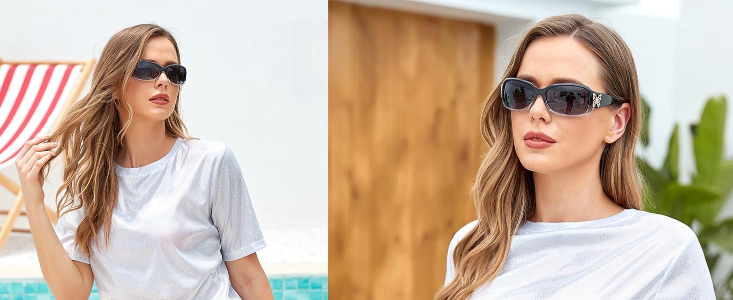 Polarized Sunglasses for Women, Fashion Butterfly Decoration Driving Fishing-99.99% UV Protection