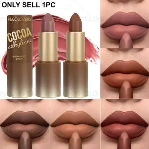 1PC Brown Matte Moisturizing Lipstick, Smooth, Velvet, Nude Makeup, Light Texture, Rich Colors, A Must-have Makeup Tool for Everyday