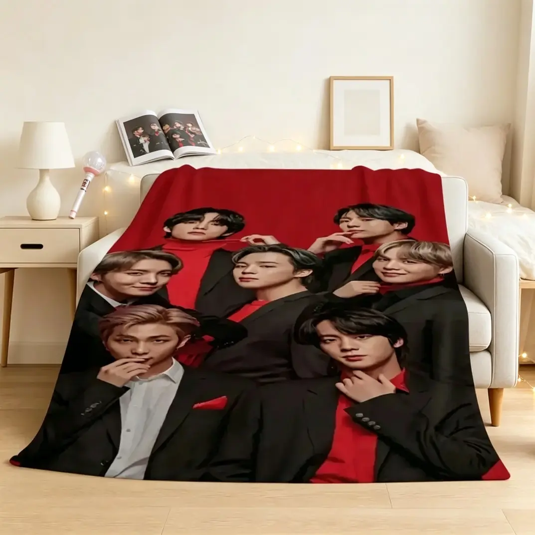 Boy Group Aesthetic Jin Singer Flannel Blanket, Soft Warm Throw Blanket, Cozy Fleece Blanket for Bedroom Living Room Bed Travel Camping Picnic, Lightweight Blanket for Adults & Kids, Fan Room Decor Gift for Music Lovers