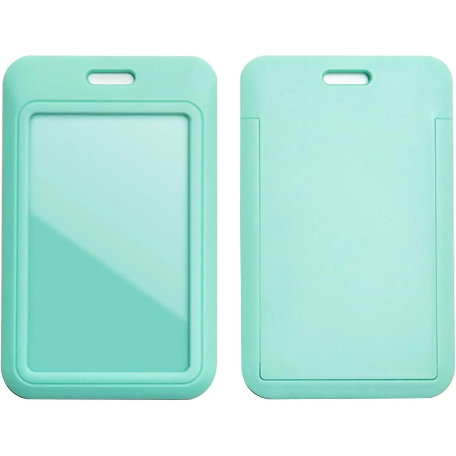 Pack of 2 Sliding ID Badge Holders Hard Plastic Vertical Card Cases with Clear ID Window for School, Office, Factory, Work,