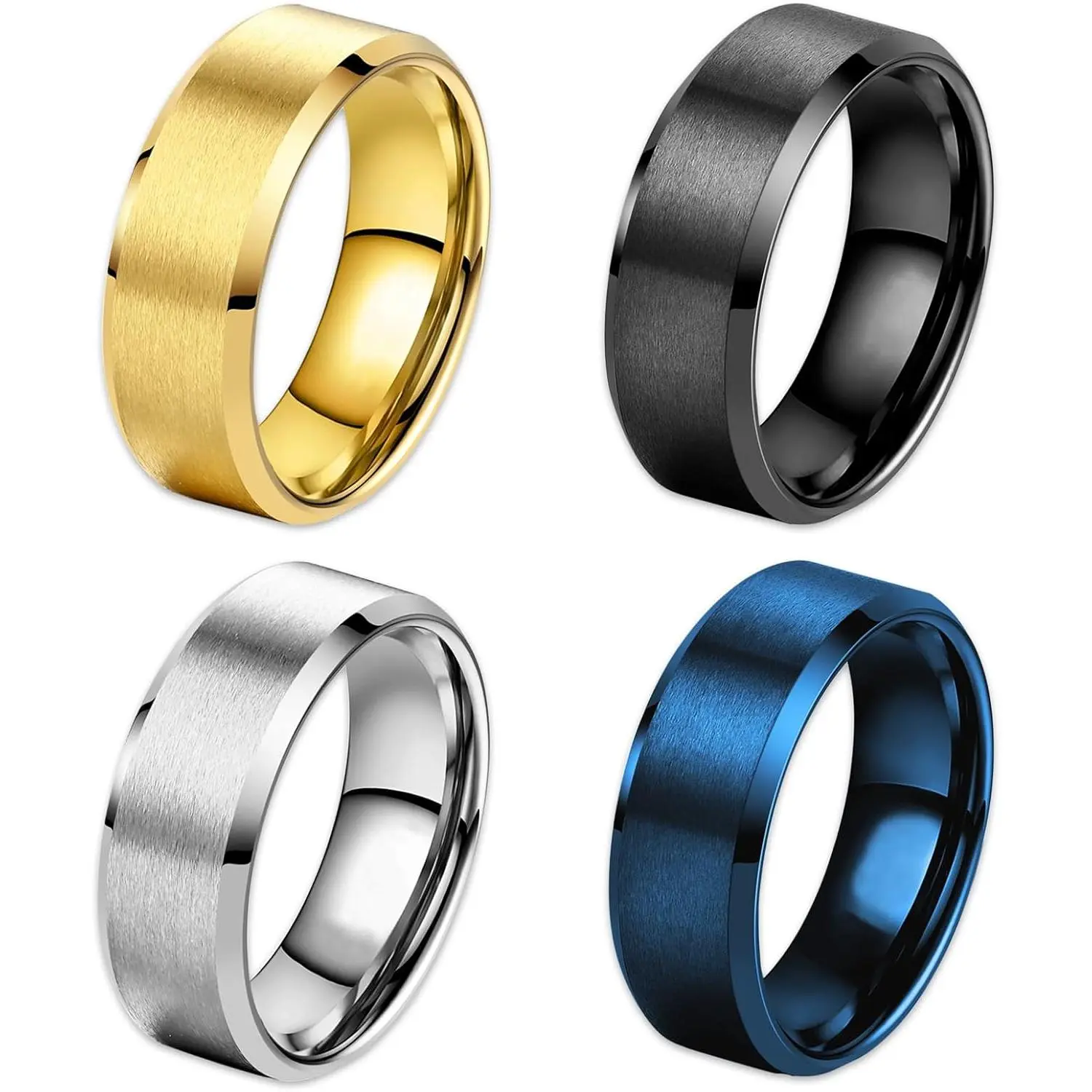 Fidget Rings for  4-6pcs Stainless Steel Rings for Men Fidget Ring Black  Spinner Ring Set for Women Men