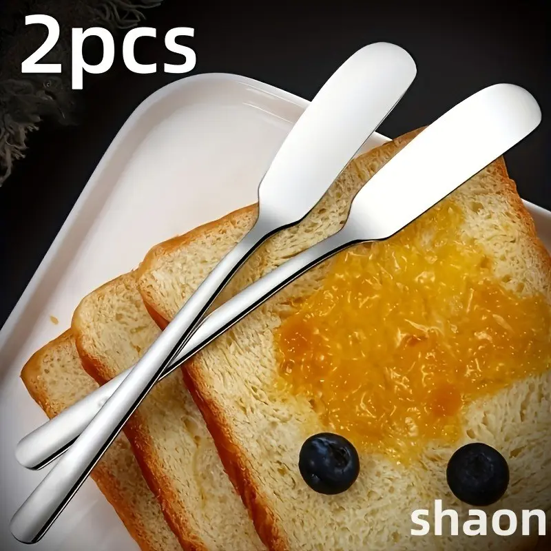 2-Piece Stainless Steel Cheese Butter Spreader, Ideal for Jam Spread, Perfect for Cheese Desserts Sandwiches, Portable Durable Kitchen Tool