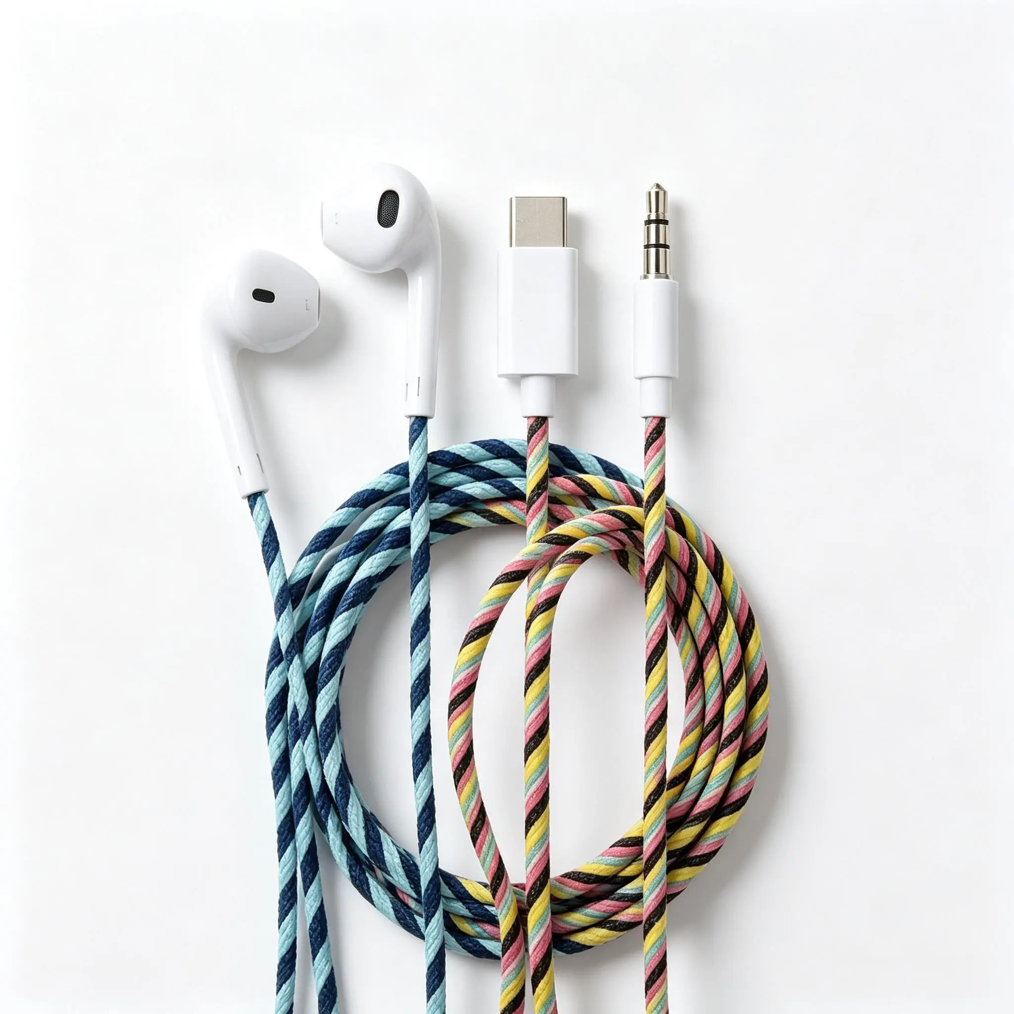 Creative Wearable Bracelet Earbuds, Type-C Wired In-Ear Braided Anti-Tangle Cable, Trendy Music Accessory, Multifunctional Portable Gift, Wired Earphone, Headphones, Mobile Wired Earphones