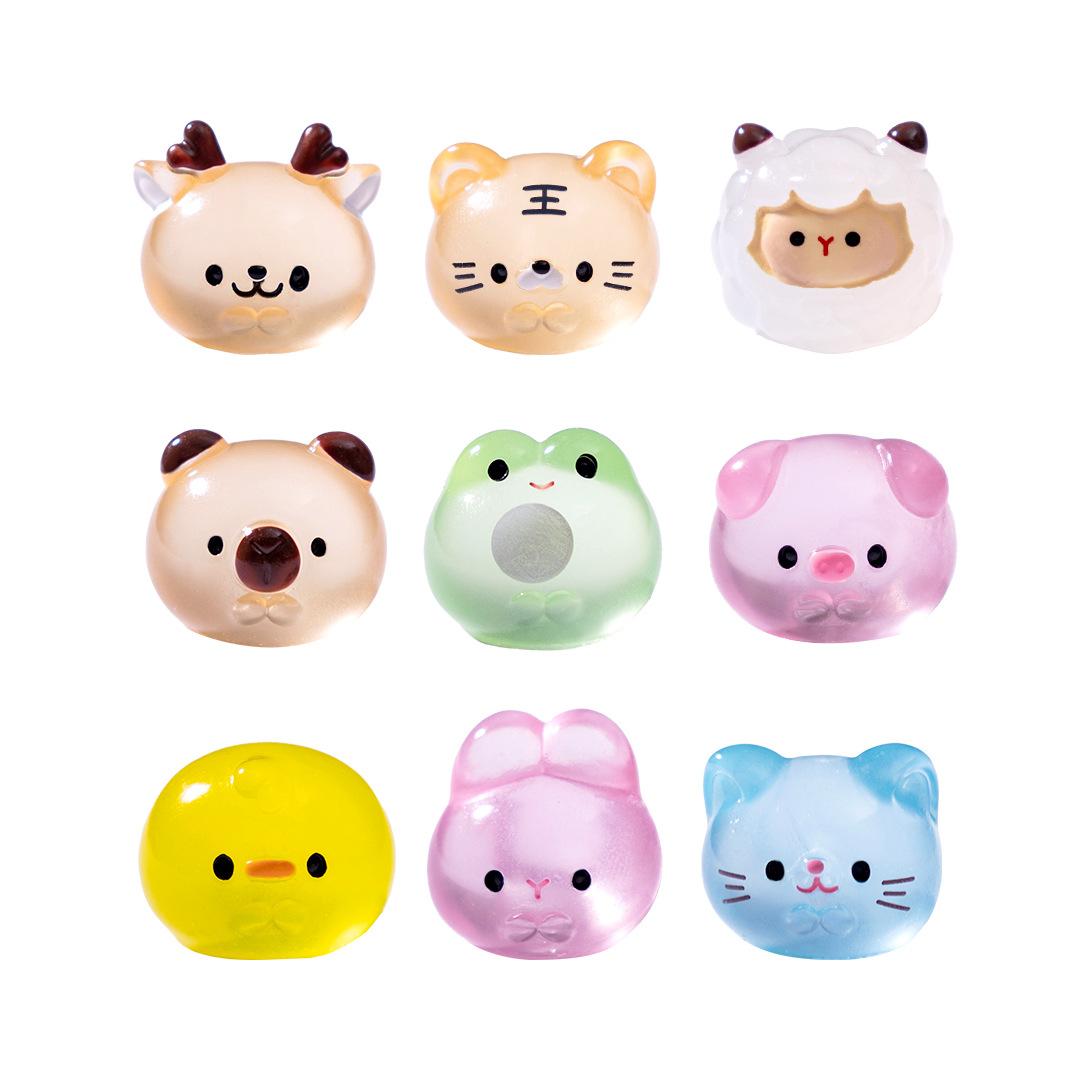 24 Luminous Mini Resin Animal Frog Tiger Figurine Glow in The Dark Miniature Figures Ornament Fairy Garden Accessories