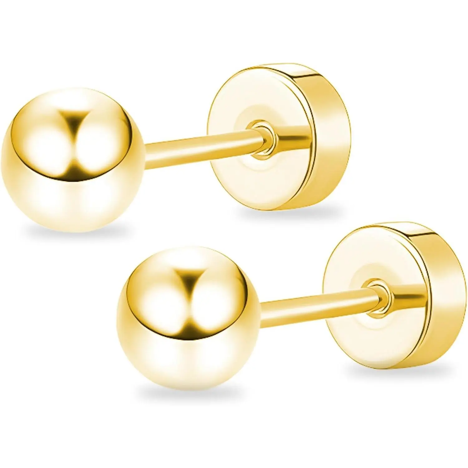 Women Flat Back Ball Stud Earrings Titanium Hypoallergenic Earrings Stud for Sensitive Ears Simple Classic 3mm-6mm Flat Stud Earring for Helix Tragus Cartilage Earlobe