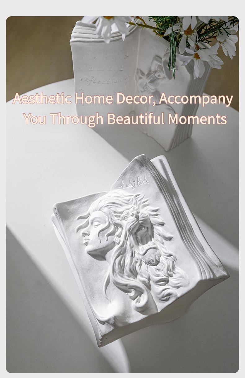 INS ceramic bookend stand creative human body vase home bookshelf desktop storage office bookend decoration