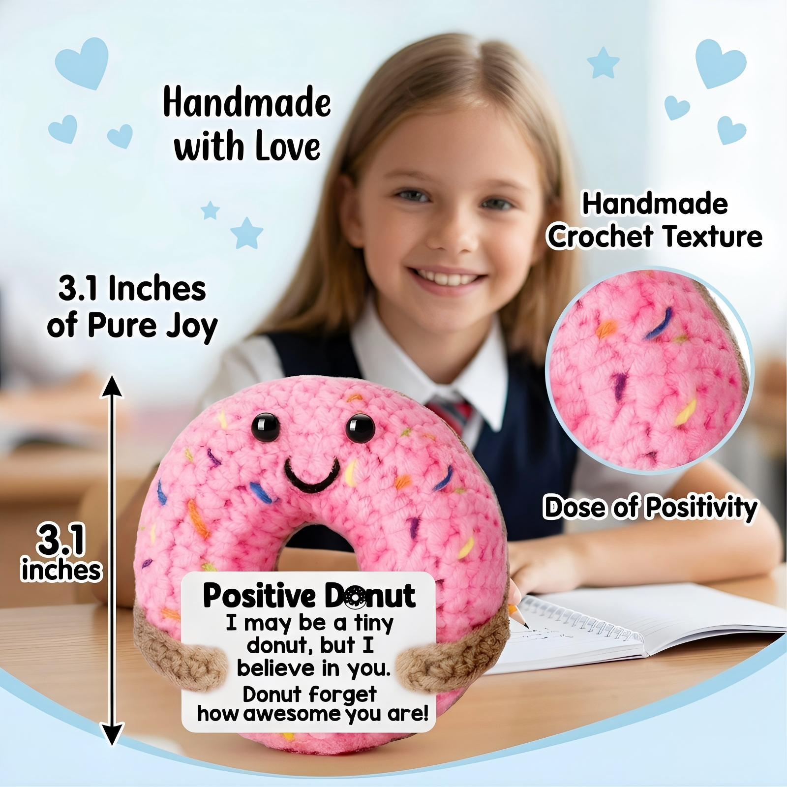 Mini Hand Knitted Donut Plush Toy, Super Soft Cozy Stress Relief Buddy, Cute Keychain Bag Pendant Backpack Charm, Desk Car Home Decor Aesthetic, Sweet Gift For Birthday Valentines Mothers Day Teachers Graduation, Unique Handmade Stuffed Animal Collectible