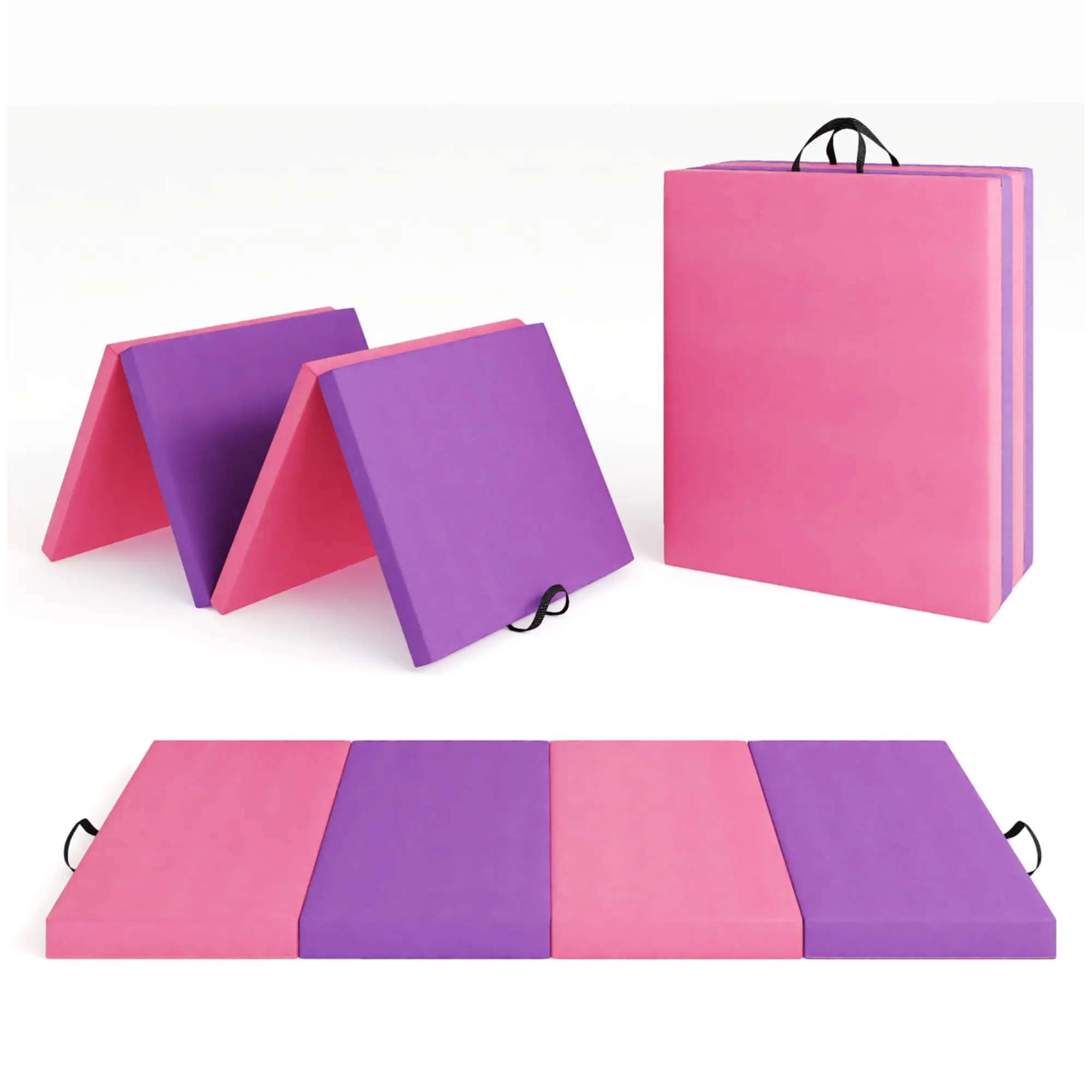 Folding Gymnastics Mat, Thick High Density Foam Exercise Tumbling Mat, Non Slip Tear Resistant Waterproof Floor Pad, Portable Foldable Home Gym Fitness Mat for Yoga Pilates Aerobics Martial Arts Training