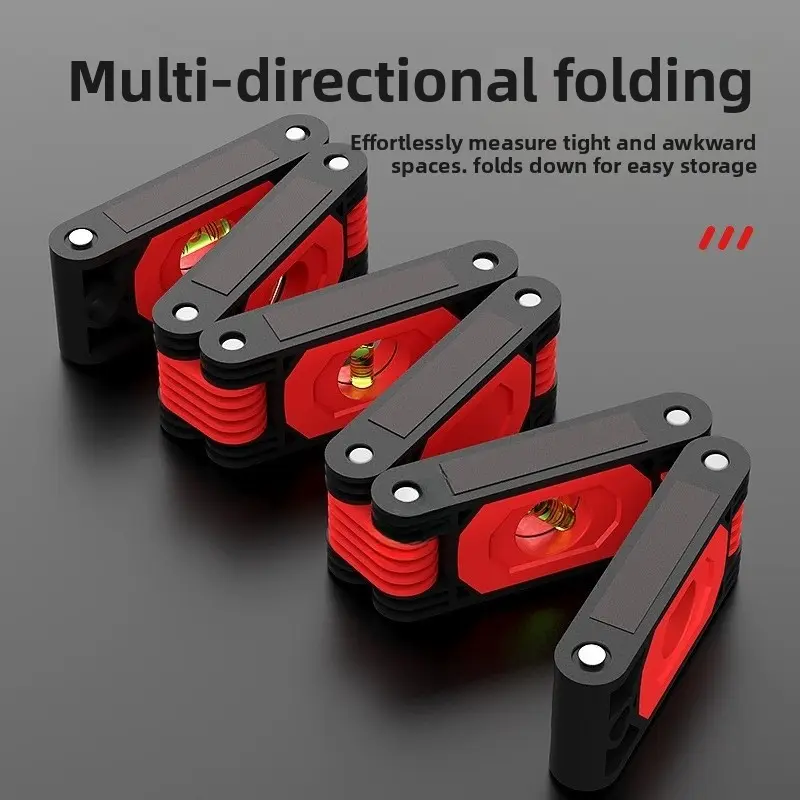 Portable multi-function folding level ruler multi-angle building decoration air conditioner accurate measurement woodworking level, multi-function multi-angle folding level - high-precision magnetic, horizontal measurement, line drawing angle folding Tool