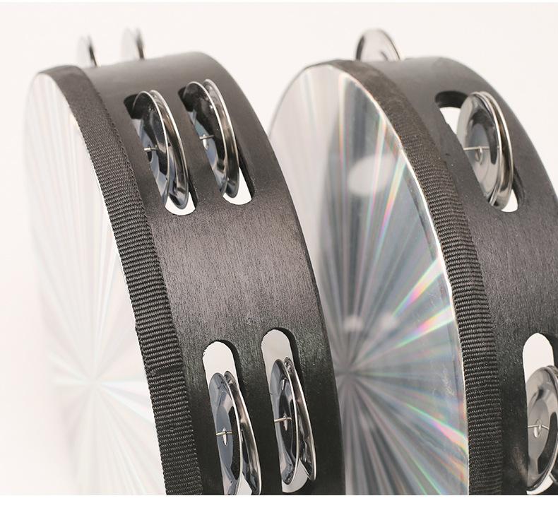 Percussion Instrument 8inch 10inch Laser Double Row Hand Tambourine Kindergarten Early Education Hand Drum Children's Dance Hand Drum
