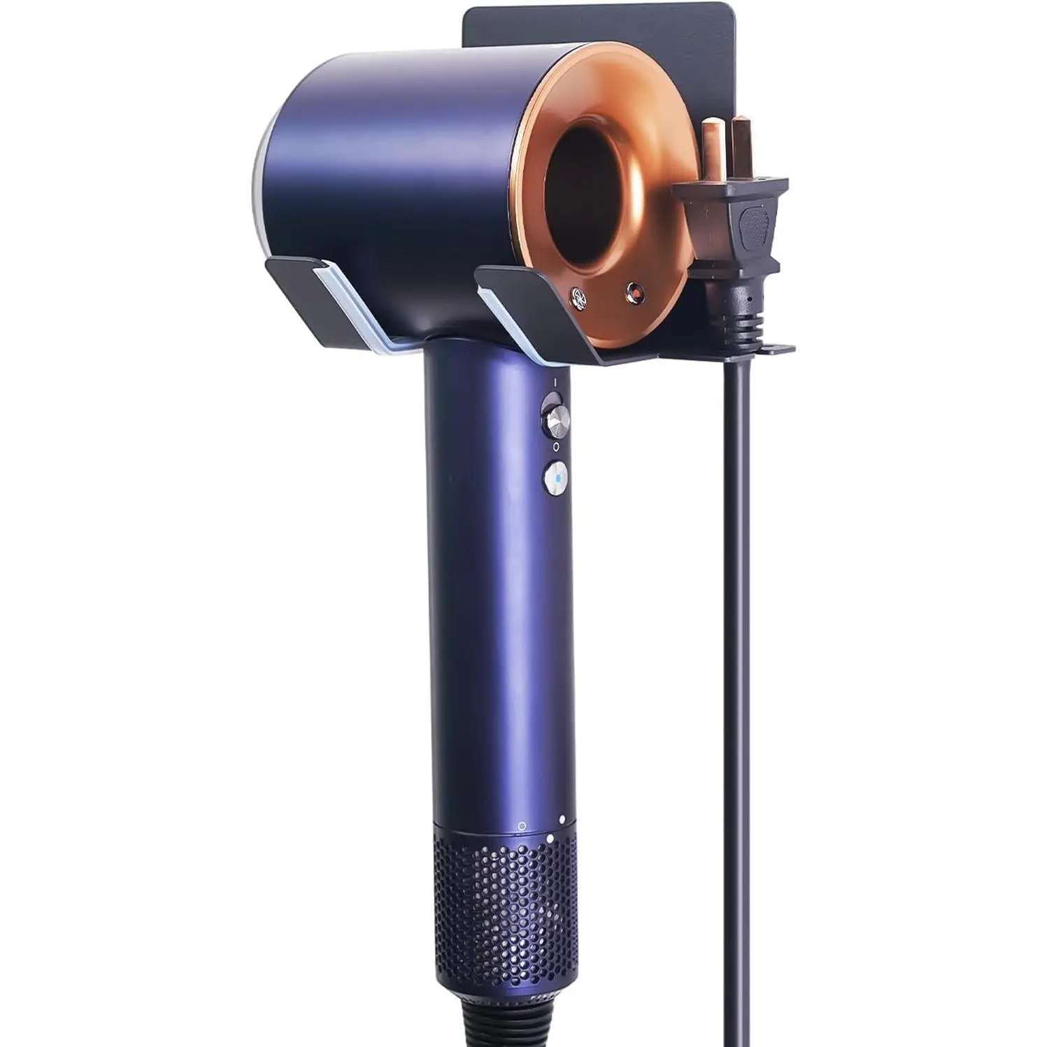 Hair Dryer Holder, Blow Dryer Holder Wall Mounted Hair Tool Organizer Self Adhesive Hair Dryer Holder Wall Mount, Compatible for Dyson Hair Dryer Holder for Bathroom Black