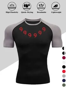 Men's Simple Print Sporty Tight Fitness Set, Ideal for Gym, Yoga, Indoor Training, Outdoor Leisure, Fashionable and Versatile