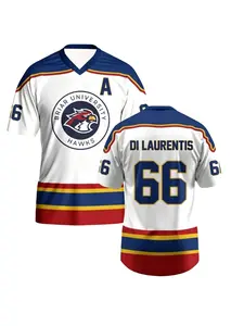 Summer Holiday Campus Jersey, 3D Print Ice Hockey Uniform, Unisex Long Sleeve Top, Casual Loose Fit, All Seasons Wear, Casual Sports Tops