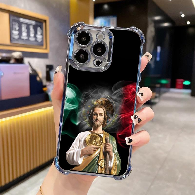 St. Jude Pattern Shockproof Phone Case For iPhone Compatible with iPhone 11, 12, 13, 14, 15, 16, 17 Series, Samsung Galaxy S21, S22, S23, S24, S25, S26,Trendy and Protective Case for Every Style