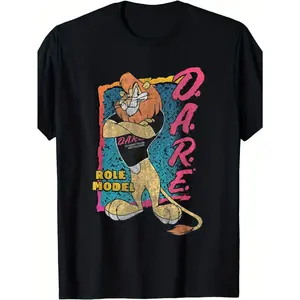 180g[100%cotton]Men's & Women's Retro 90s T-Shirt - Vintage DARE Lettering & Lion Print Soft Unisex Tee, Loose Fit Short Sleeve Round Neck Casual Shirt Suitable for Daily Wear, Machine Washable Gift for 90s (Year-Round)