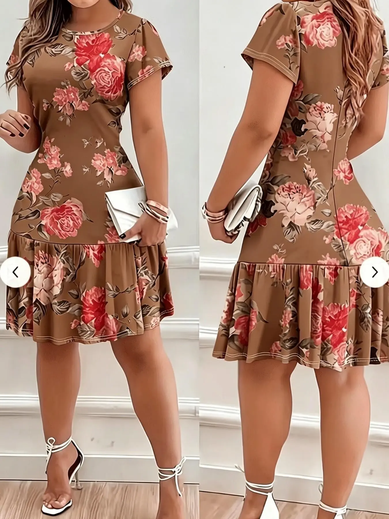 Summer Women's Casual Short Full Print High Elasticity Dress, Comfortable and Stylish, Perfect for Daily Wear, Trendy and Versatile