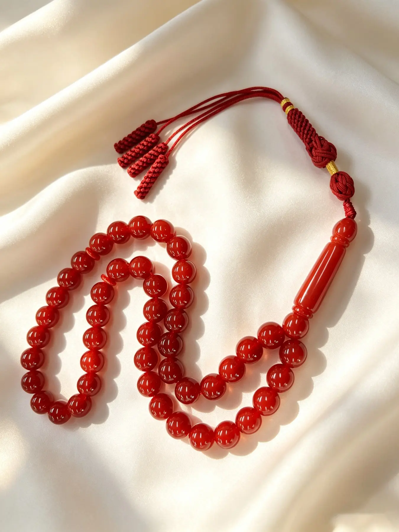 1pc 10mm Muslim Handmade Woven Tassel Prayer Beads  45-Bead Bakelite prayer beads, High-Quality Resin Material, Unisex Daily Wear, Holiday Prayer Beads