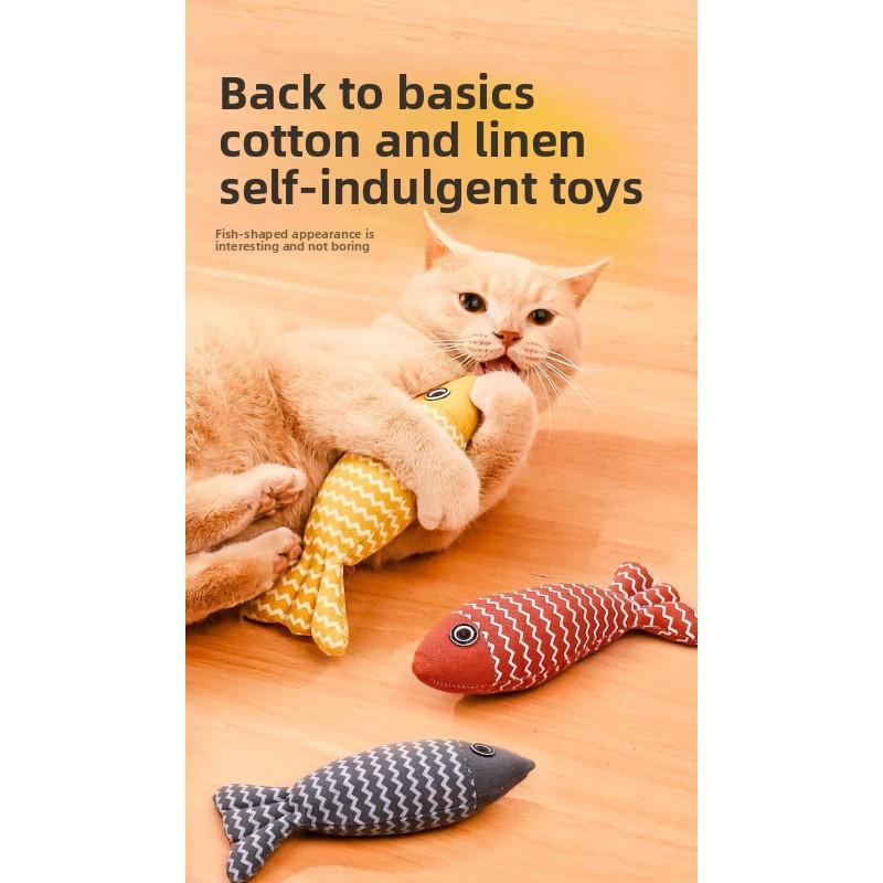 Cat Teaser Wand with Catnip Fish Toy Interactive Kitten Chew Play Simulated Plush Puppy Gift Surprise Pet Stuff