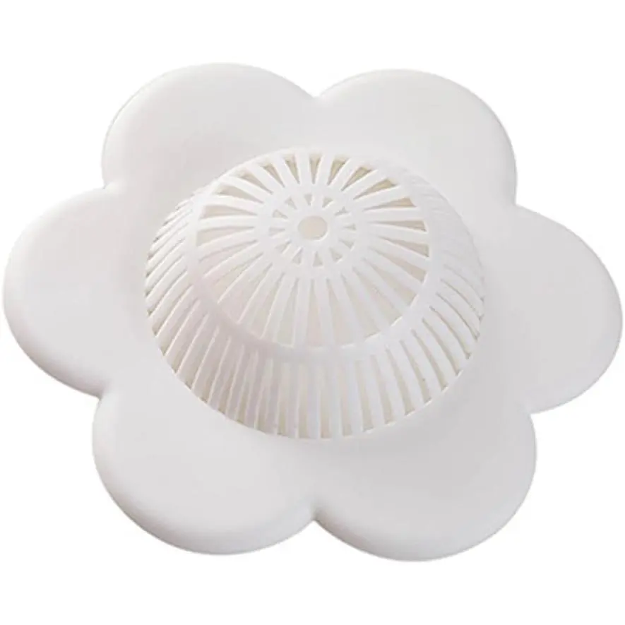 Household Thermoplastic Hair Catcher with Suction Cups, Anti-Slip Grip & Floral Shape - Bathroom Bathtub Cleaning Drain Stopper Cover, 1 Pack, Functional Cover