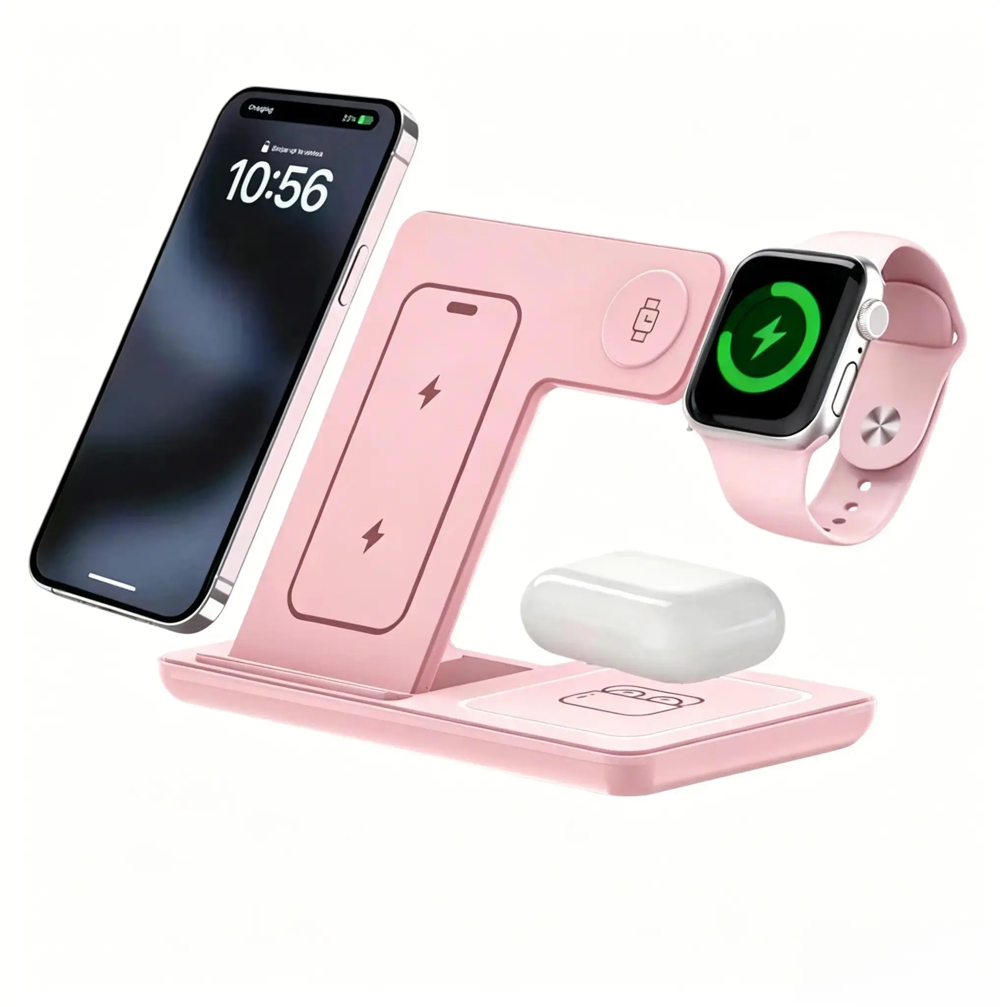 3-in-1 Wireless Charging Station, Fast Multifunctional Charger Stand for iPhone 17 to 11 Series, Apple Watch 11 to 1 Series, AirPods 4/3 Pro, Portable Foldable & Travel-Ready, Electronic Charging Accessory