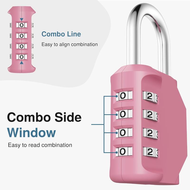 Combination Lock 4 Digit  Locker Locks Secure Outdoor Padlock for Gym Lockers, Toolboxes, Gates, Fences, Storage,  Locker (Rose Pink)