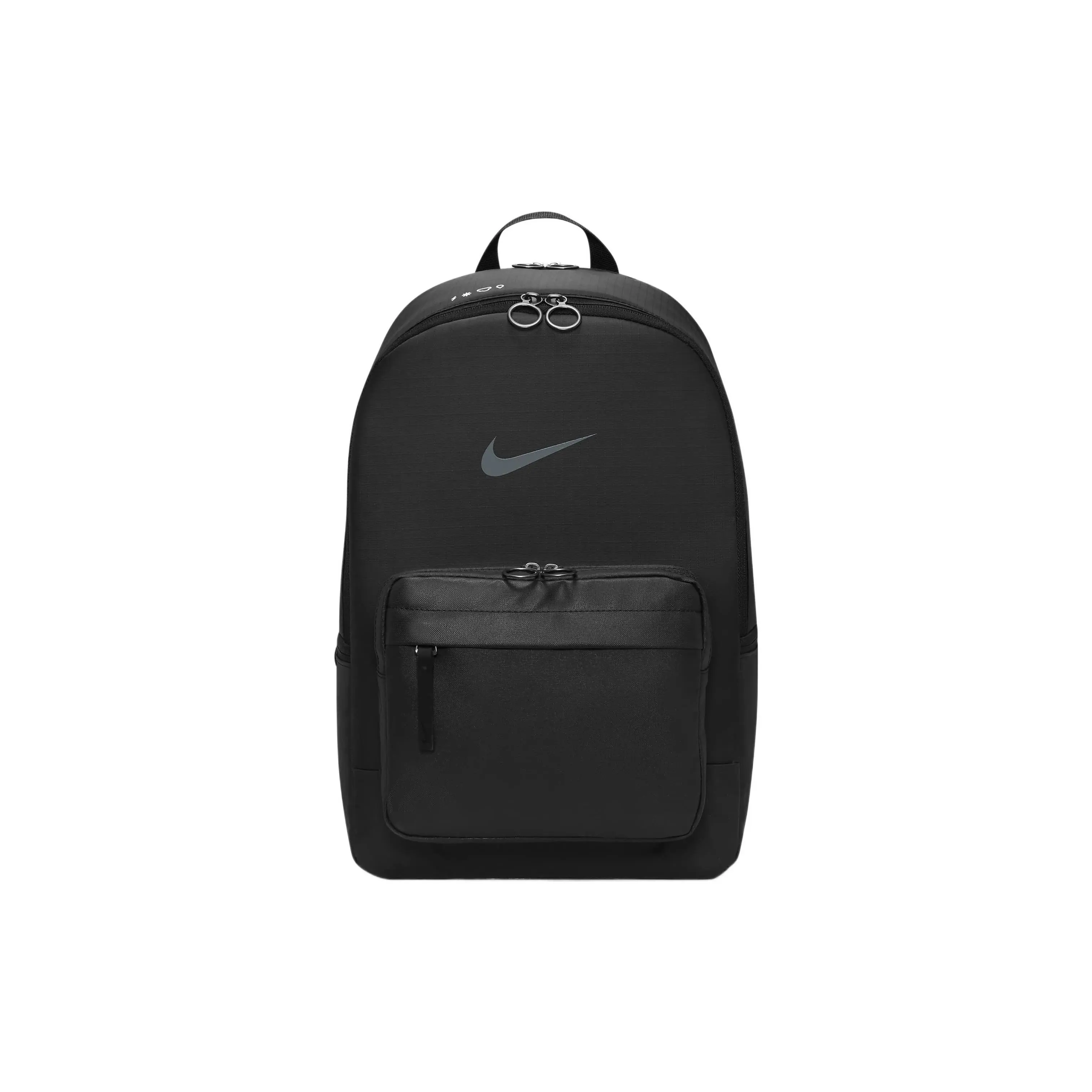 Nike Heritage Winterized Eugene Logo Casual Solid Zip-Up Backpack for Men and Women, Black and Smoke Gray