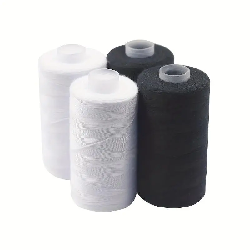 2pcs Black And White Sewing Thread, 500m/Roll, High-Quality Polyester Threads For Sewing Machine And Hand Stitching, Nylon Thread